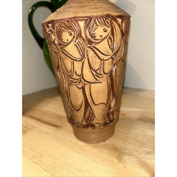 MCM Fratelli Fanciullacci Italian Ceramic Pottery Carved Female Form 13.25” Vase - Picture 7 of 16